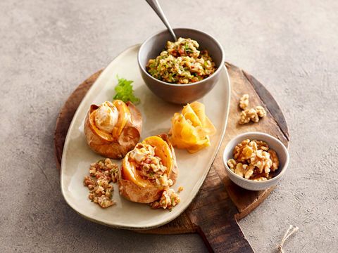 Baked Sweet Potato with California Walnut Salsa and Tandoori