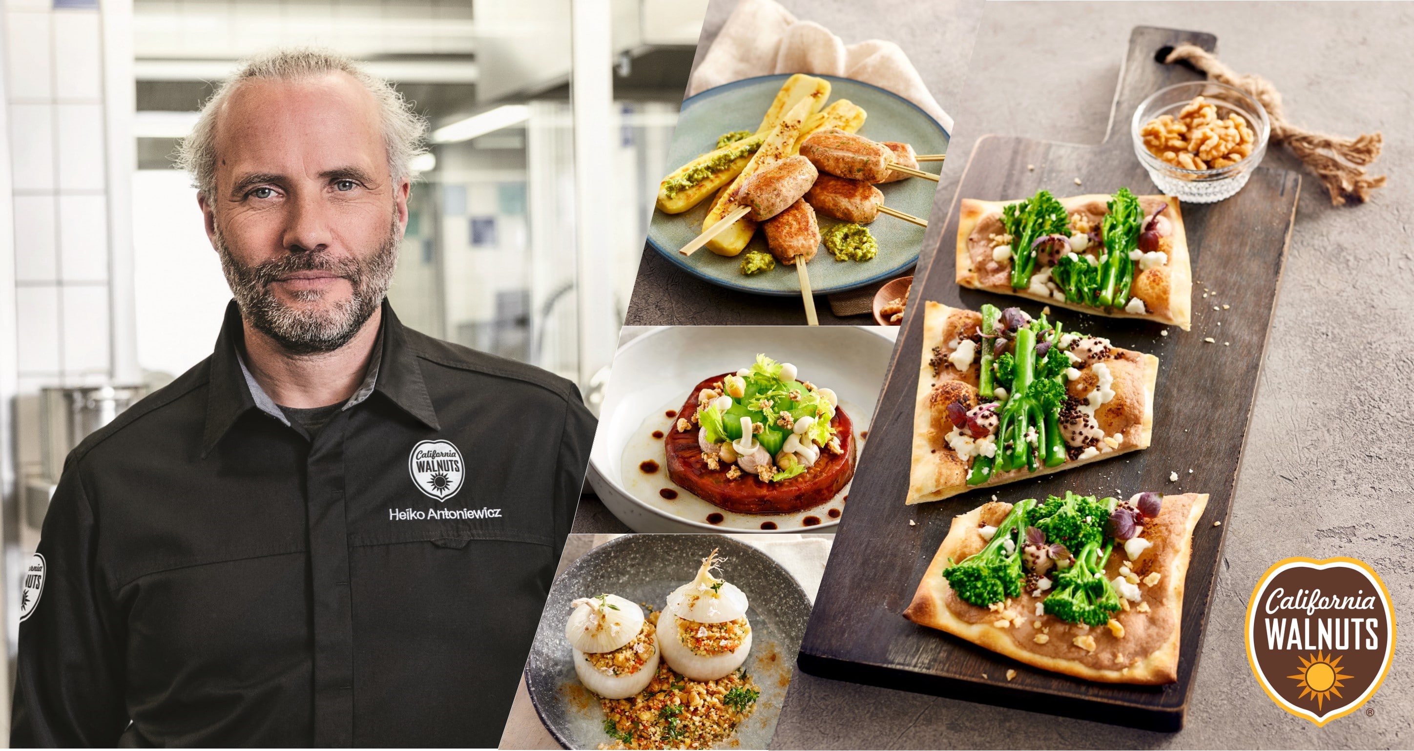 Heiko Antoniewicz and different dishes with California walnuts